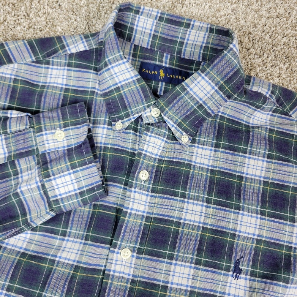 Ralph Lauren Mens XL Navy Plaid Pony Button Down Long Sleeve
